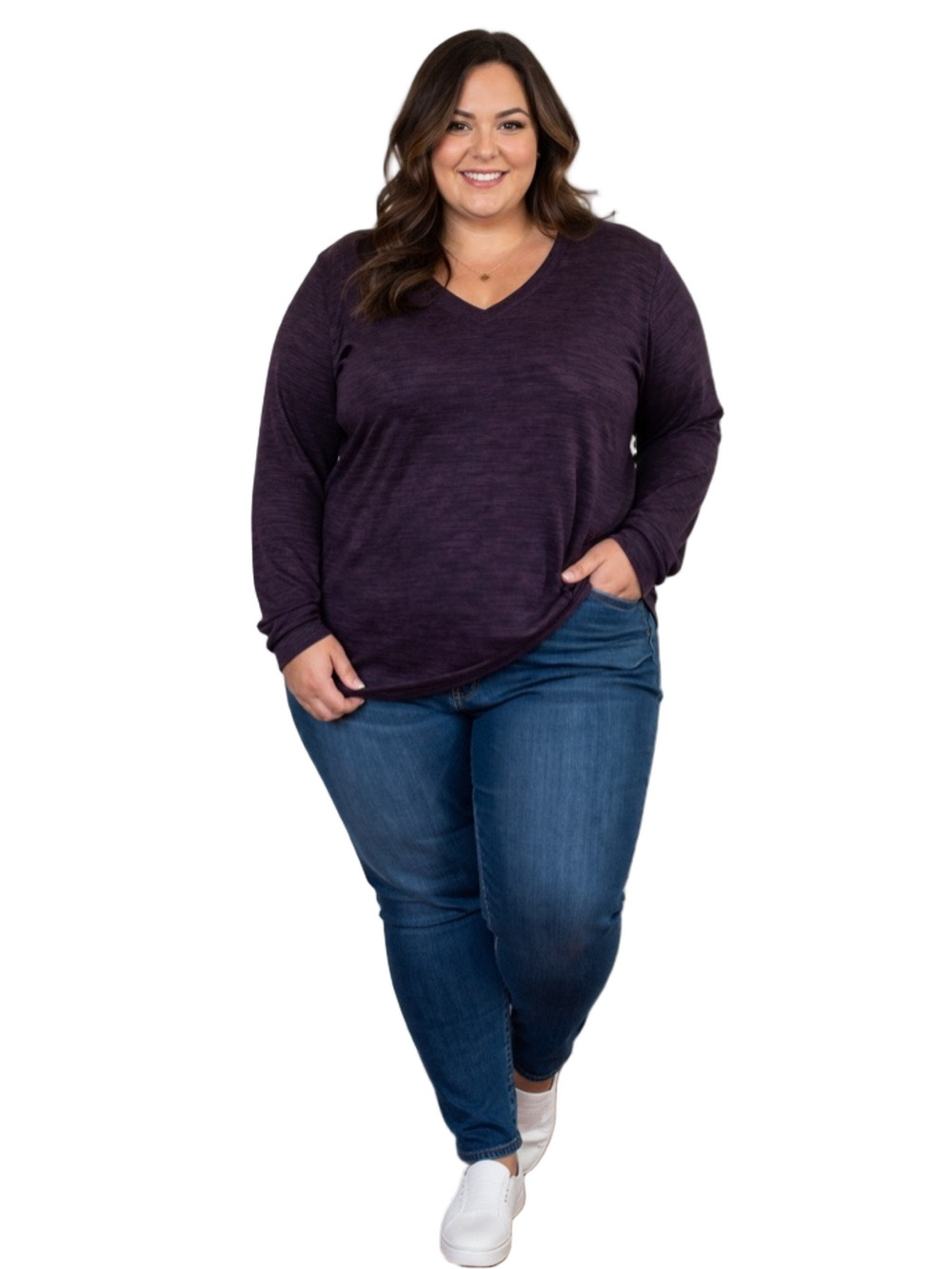 st. john’s bay purple striped v neck fleece sweater